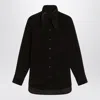 Ferragamo Brown Shirt In Ribbed Velvet Women In Black
