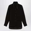 Ferragamo Brown Shirt In Ribbed Velvet Women In Black