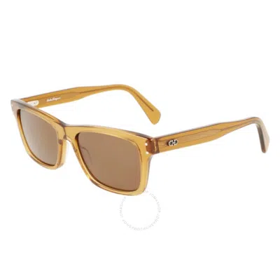 Ferragamo Salvatore  Brown Square Men's Sunglasses Sf1039s 261 54 In Gray
