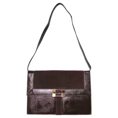 Pre-owned Ferragamo Salvatore  Brown Suede & Leather Clutch Messenger Bag Circa 1980s