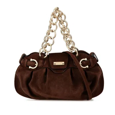 Pre-owned Ferragamo Salvatore  Brown Suede Handbag Shoulder Bag ()