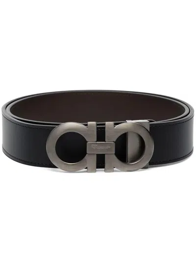 Ferragamo Salvatore  Brushed Finish Gancini Reversible Belt Accessories