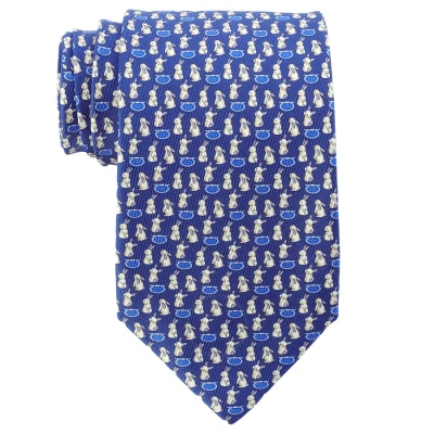 Ferragamo Salvatore  Bunny Print Silk Twill Tie In Blue