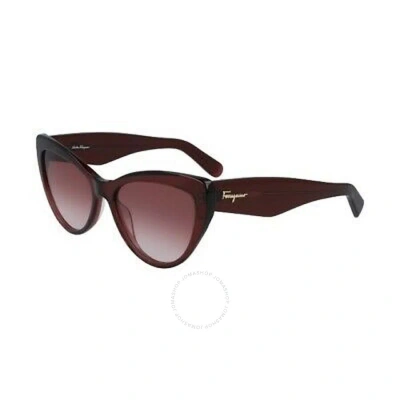 Ferragamo Salvatore  Burgundy Gradient Butterfly Ladies Sunglasses Sf930s 606 56 In Burgundy / Wine