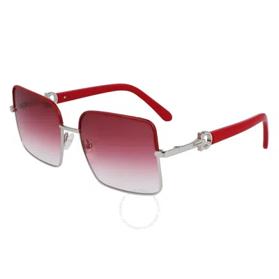 Ferragamo Salvatore  Burgundy Gradient Sport Ladies Sunglasses Sf302sl 049 60 In Red