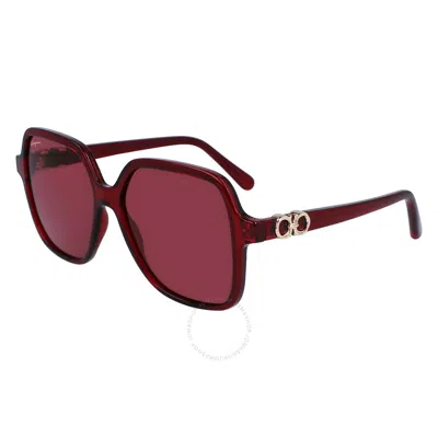 Ferragamo Salvatore  Burgundy Square Ladies Sunglasses Sf1083s 612 57 In Red