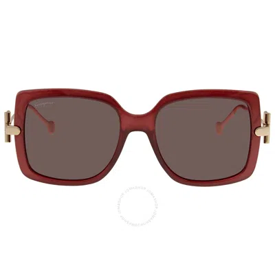 Ferragamo Salvatore  Burgundy Square Ladies Sunglasses Sf913s 606 55