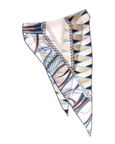 Ferragamo Salvatore  Butterflies Silk Scarf In Tan