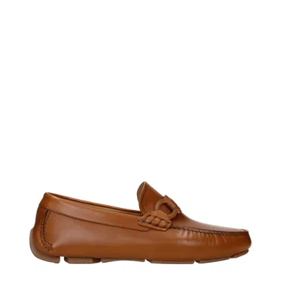 Ferragamo Salvatore  Byte Loafers Men's Brown/biscuit Leather In White