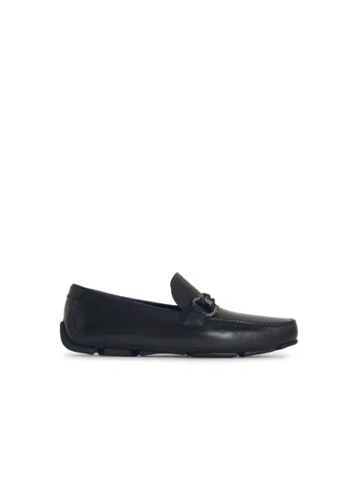 FERRAGAMO SALVATORE FERRAGAMO CALFSKIN LEATHER LOAFERS WITH LOGO MEDALLION