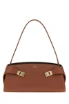 Ferragamo Hug East-west Small Leather Shoulder Bag In Brown