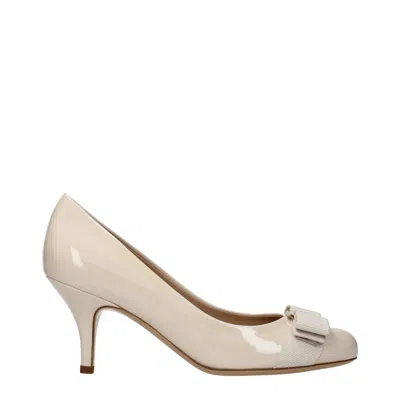 Ferragamo Salvatore  Carla Women's Beige/bone Patent Leather Pumps In Neutral
