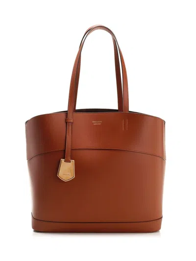 Ferragamo Medium Charming Tote Bag In Brown