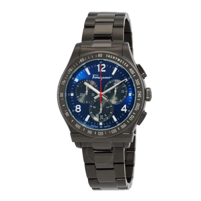 Ferragamo Salvatore  Chronograph Quartz Blue Dial Men's Watch Sfdk00518 In Black / Blue / Grey