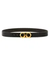 Ferragamo Gancini Belt With Textured Finish In Brown