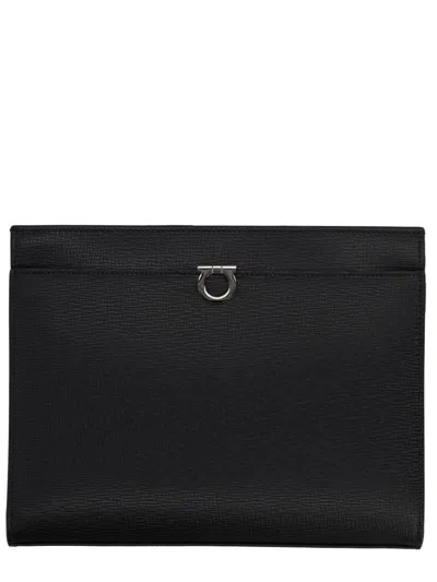 Ferragamo Men Gancini Pouch In Black
