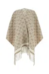 Ferragamo Embroidered Pattern Wool Cape