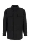 Ferragamo Front Pocket High Collar Long Sleeve Coat In Black