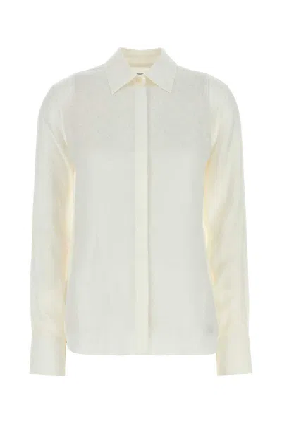 Ferragamo Silk Monogram Jacquard Shirt In White