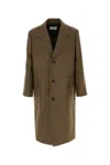 Ferragamo Melange Mud Wool Coat In Brown