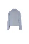 Ferragamo Virgin Wool Silk Zip-up Jacket In Denim+white