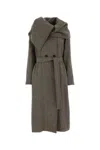 Ferragamo Embroidered Wool Blend Coat In Green