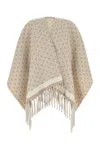 Ferragamo Wool Reversible Cape With Embroidered Geometric Pattern In Printed