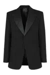 Ferragamo Lapel Blazer With Satin Collar And Pockets In Black