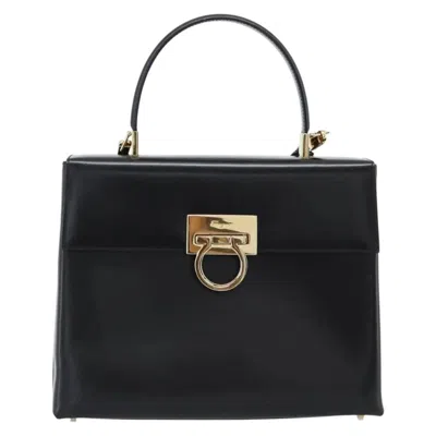 Pre-owned Ferragamo Salvatore  Convertible Top Handle Leather Black Leather Handbag ()