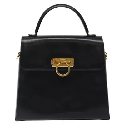 Pre-owned Ferragamo Salvatore  Convertible Top Handle Leather Black Leather Handbag ()