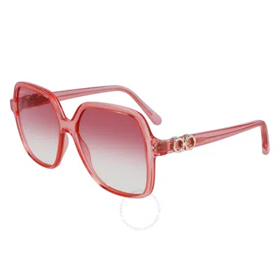 Ferragamo Salvatore  Coral Square Ladies Sunglasses Sf1083s 840 57 In Pink