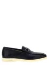 Ferragamo Leather Loafers With Gancini Ornament In Black