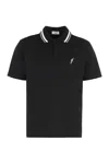 Ferragamo Ribbed Collar Polo Shirt In Cotton-piqué In Black