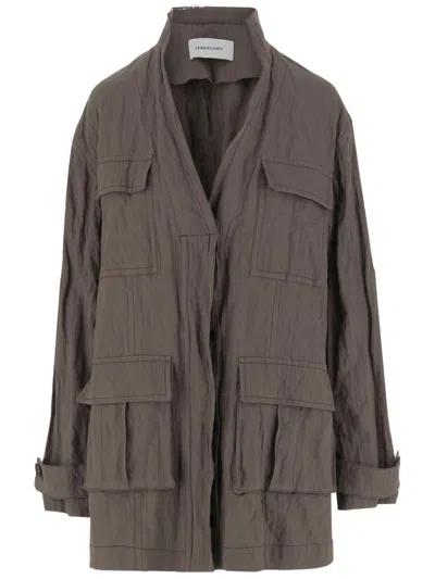 FERRAGAMO SALVATORE FERRAGAMO COTTON RUCHED EFFECT JACKET