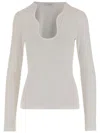 Ferragamo Cotton Top With Shaped Neckline In White