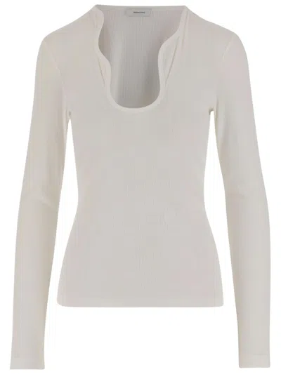 FERRAGAMO SALVATORE FERRAGAMO COTTON TOP WITH SHAPED NECKLINE