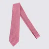 Ferragamo Men Silk Tie With Intreccio Print In Pink