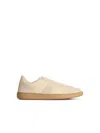 Ferragamo Men's Achille 1 Suede Leather Low-top Sneakers In Beige