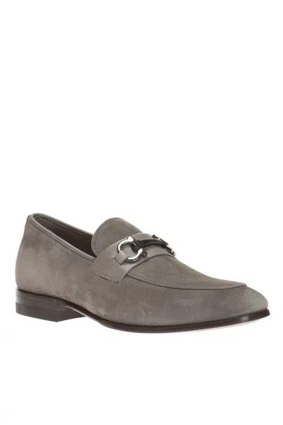 Pre-owned Ferragamo Salvatore  Cremona Men Blue Grey Suede Loafers 9 10 11 E $695 In Gray