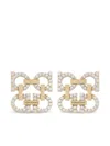 Ferragamo Crystal Embellished Four Gancini Clip On Earrings