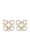 Ferragamo Crystal Embellished Four Gancini Clip On Earrings
