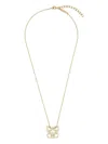 Ferragamo Crystal Embellished Four Gancini Pendant Necklace In Gold