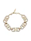 Ferragamo Crystal Embellished Gancini Bracelet In Gold