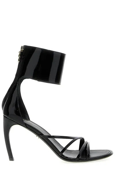 Ferragamo Woman Curved Heel Sandal In Black
