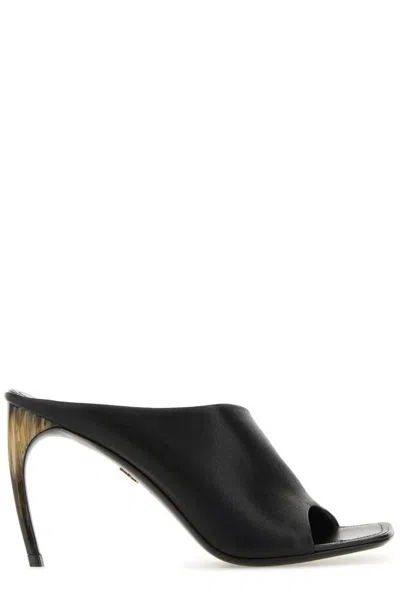 Ferragamo Woman Curved Heel Slide In Black