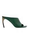 Ferragamo Nymphe 85 Nappa Leather Mules In Green