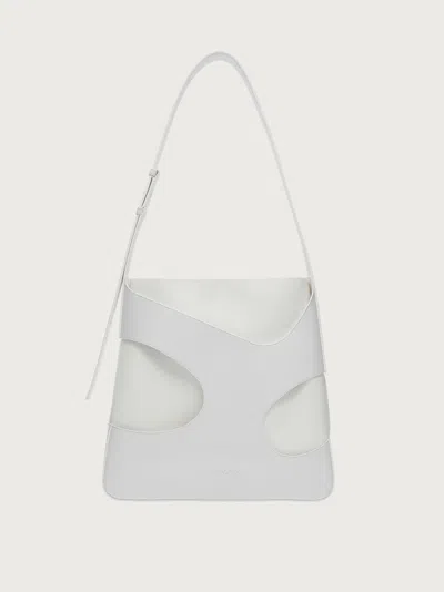 Ferragamo Salvatore  Cut-out Detailed Shoulder Bag In White