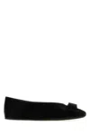 Ferragamo Leather Round Toe Ballerina Shoes With Bow Detail In Black