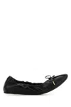 Ferragamo Elasticated Nappa Leather Ballet Flats In Black