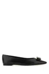 Ferragamo Varina Bow-embellished Patent-leather Ballet Flats In Black